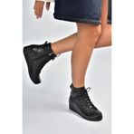 fox SHOES V324245103 Siyah Hakiki Deri Bağcıklı Klasik Kadın Bot, Siyah-Hakiki Deri, 39