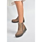 fox SHOES V324800402 Vizon Hakiki Deri Süet Kadın Bot, Vizon-Süet, 37