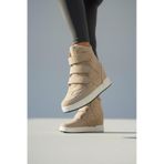 Fox Shoes V367856002 Bej Süet Gizli Topuklu Cırtlı Spor Bot