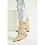 fox SHOES V380519002 Bej Süet Düz Tabanlı Rahat Kalıp Kadın Bot, Bej-Süet, 37