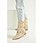 fox SHOES V380519002 Bej Süet Düz Tabanlı Rahat Kalıp Kadın Bot, Bej-Süet, 39