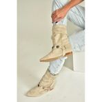Fox Shoes V380519002 Bej Süet Düz Tabanlı Rahat Kalıp Kadın Bot