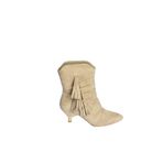 fox SHOES V404022202 Ten Süet Alçak Topuklu Püsküllü Kadın Bot, Ten-Süet, 38