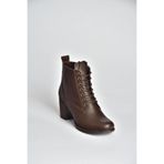 fox SHOES V468281603 Kahverengi Hakiki Deri Kalın Topuklu Bağcıklı Kadın Bot, Kahverengi-Hakiki Deri, 38