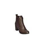fox SHOES V468281603 Kahverengi Hakiki Deri Kalın Topuklu Bağcıklı Kadın Bot, Kahverengi-Hakiki Deri, 41