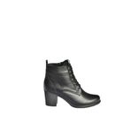 fox SHOES V468281603 Siyah Hakiki Deri Kalın Topuklu Bağcıklı Kadın Bot, Siyah-Hakiki Deri, 37