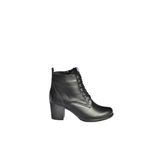 fox SHOES V468281603 Siyah Hakiki Deri Kalın Topuklu Bağcıklı Kadın Bot, Siyah-Hakiki Deri, 39