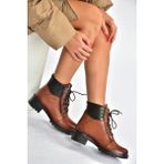 Fox Shoes V555085503 Taba Hakiki Deri Comfort Ortopedik Taban Kadın Bot