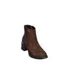 fox SHOES V555559502 Kahverengi Hakiki Deri Süet Kalın Topuklu Kadın Bot, Kahverengi-Süet, 40