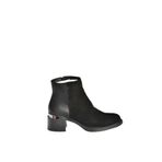 fox SHOES V555559502 Siyah Hakiki Deri Süet Kalın Topuklu Kadın Bot, Siyah-Süet, 37