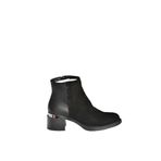 fox SHOES V555559502 Siyah Hakiki Deri Süet Kalın Topuklu Kadın Bot, Siyah-Süet, 39