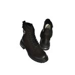 fox SHOES V555575501 Siyah Hakiki Deri Nubuk Kadın Postal Bot, Siyah-Nubuk, 37