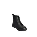 fox SHOES V555700703 Siyah Hakiki Deri Bağcıklı Kadın Bot, Siyah-Hakiki Deri, 37