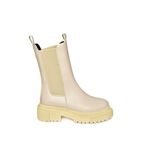 fox SHOES V652649009 Bej Lastik Detaylı Kalın Tabanlı Kadın Bot, Bej-Suni Deri, 36