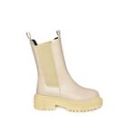 fox SHOES V652649009 Bej Lastik Detaylı Kalın Tabanlı Kadın Bot, Bej-Suni Deri, 39