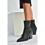 fox SHOES V654080311 Siyah Kroko Baskılı Hakiki Deri Western Kovboy Kadın Bot, Siyah-Kroko Baskı, 37
