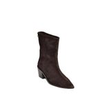 fox SHOES V654082002 Kahverengi Hakiki Deri Süet Alçak Topuklu Kadın Bot, Kahverengi-Süet, 39