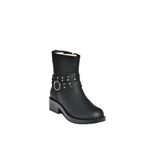 fox SHOES V674121209 Siyah Alçak Topuklu Fermuarlı Kadın Bot, Siyah-Suni Deri, 40