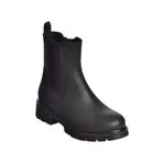 fox SHOES V674420509 Siyah Kalın Tabanlı Lastik Detaylı Kadın Bot, Siyah-Suni Deri, 39