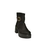 fox SHOES V726446602 Siyah Süet Kalın Topuklu Kadın Bot, Siyah-Süet, 38