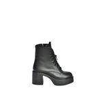 fox SHOES V726681509 Siyah Kalın Topuklu Bağcıklı Kadın Bot, Siyah-Suni Deri, 36
