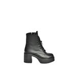 fox SHOES V726681509 Siyah Kalın Topuklu Bağcıklı Kadın Bot, Siyah-Suni Deri, 40