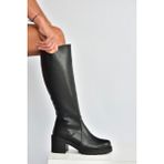 Fox Shoes V726800209 Siyah Kalın Topuklu Klasik Kadın Çizme