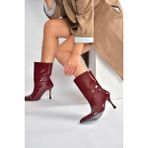 Fox Shoes V752550208 Bordo Rugan İnce Topuklu Kadın Bot