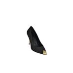 fox SHOES V820099504 Siyah Kumaş İnce Galvaniz Topuklu Kadın Ayakkabı, Siyah-Kumaş, 37