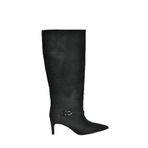 Fox Shoes V820143202 Siyah Süet İnce Topuklu Klasik Kadın Çizme