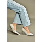 fox SHOES V820151604 Bej Kumaş İnce Topuklu Kadın Abiye Ayakkabı, Bej-Kumaş, 37