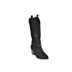 Fox Shoes V820320302 Siyah Süet Kalın Topuklu Kadın Çizme