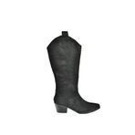 Fox Shoes V820356002 Siyah Süet Kalın Topuklu Kadın Çizme
