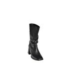 fox SHOES V848256709 Siyah Kalın Topuklu Büzgülü Kadın Bot, Siyah-Suni Deri, 37