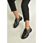 Fox Shoes V944085603 Siyah Hakiki Deri Bağcıklı Günlük Kadın Ayakkabı