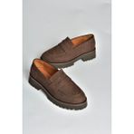 Fox Shoes V944086101 Kahverengi Hakiki Deri Nubuk Kalın Tabanlı Makosen Ayakkabı