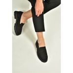 Fox Shoes V944086101 Siyah Hakiki Deri Nubuk Kalın Tabanlı Makosen Ayakkabı