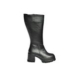 fox SHOES V965067009 Siyah Kalın Topuklu Kadın Çizme, Siyah-Suni Deri, 38