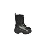 fox SHOES V965202109 Siyah Kalın Dolgu Tabanlı Kadın Bot, Siyah-Suni Deri, 36
