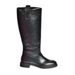fox SHOES V973540209 Siyah Alçak Topuklu Klasik Binici Çizme, Siyah-Suni Deri, 37