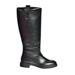 fox SHOES V973540209 Siyah Alçak Topuklu Klasik Binici Çizme, Siyah-Suni Deri, 39