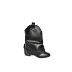 fox SHOES V973601009 Siyah Kalın Topuklu Western Kovboy Kadın Bot, Siyah-Suni Deri, 36