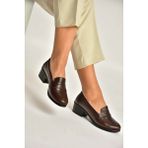 Fox Shoes Y555092203 Kahverengi Kalın Alçak Topuklu Kadın Ayakkabı