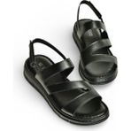 Fox Shoes Y555530403 Siyah Hakiki Deri Kadın Sandalet - 38
