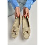 Fox Shoes Y602347002 Bej Süet Püsküllü Kadın Günlük Ayakkabı