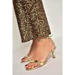 Fox Shoes Y820071109 Altın Alçak Topuklu Bantlı Ayakkabı, 36, Y8200711, Altın-Suni Deri, Kadın