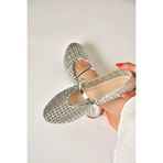 Fox Shoes Y820724109 Gümüş File Görünümlü Babet, 37, Y8207241, Gümüş-Suni Deri, Kadın