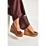 Fox Shoes Y996553560 Taba Rustik Dolgu Topuklu Kadın Ayakkabı