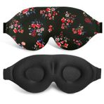 FOX-TECH Göz maskesi, uyku maskesi, ışığı engelleyen göz maskesi, kadınlar ve erkekler için rahat ve ayarlanabilir uyku maskesi, 3D uyku maskesi, yolculuk, vardiyalı çalışma için (minik çiçek)