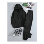 FoxSkin Sportswear&Company Basic Kalın Kışlık Sweatshirt Eşofman Altı Jogger - Siyah Alt Üst Eşofman Takımı Kapüşonlu